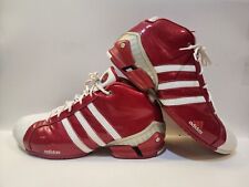 Zapatos de baloncesto Adidas 2004 cuero patentado rojo y blanco talla 15 segunda mano  Embacar hacia Argentina