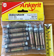 Pack of NINE ANKERIT 8 x 14mm Projecting Anchor Bolts 75mm long Material to 15mm for sale  Shipping to South Africa