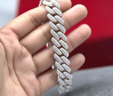 REAL MOISSANITE Miami Cuban Link Prong Bracelete Gelado Sólido 925 Prata Esterlina, usado comprar usado  Enviando para Brazil