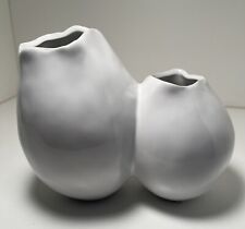 Vaso de flores brancas de cerâmica com uma aparência siamesa/aglomerada! comprar usado  Enviando para Brazil