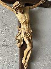 Rare 19th Century Antique Intricately Carved Wood Crucifix 12”x 24” for sale  Shipping to South Africa