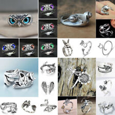 925 Silver Owl Frog Cat Bird Rings Open Finger Adjustable Wedding Jewelry Gift d'occasion  Expédié en Belgium