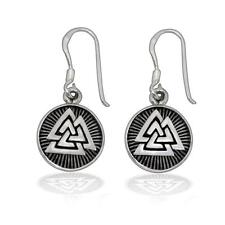 Used, 925 Sterling Silver Valknut Odin Viking Norse Runes Runic Dangle Earrings Set for sale  Shipping to South Africa