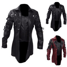 Usado, Casaco trench coat masculino punk gótico couro PU motociclista comprar usado  Enviando para Brazil