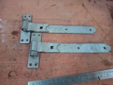 Pair Of Heavy Duty Galvanized Steel Gate Hinges  Lift Off Pin Type T Hinge  12", used for sale  Shipping to South Africa