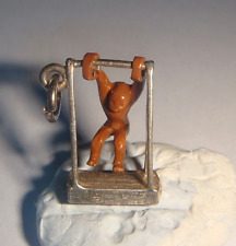 RARE VINTAGE STERLING SILVER ENAMELLED  MONKEY ON A SWING BAR CHARM for sale  Shipping to South Africa