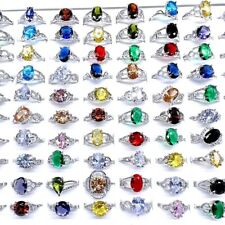 Wholesale 20/50/100pcs Rings For Women Silver Inlay Zircon Stone Fashion Jewelry for sale  Shipping to South Africa