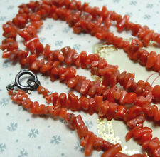 antique art deco 21" real CORAL bead necklace salmon pink -Z24 for sale  LONDON