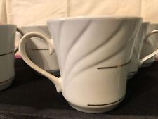Juego vintage de 8 tazas de té/café de porcelana fina Gibson blanco con oro segunda mano  Embacar hacia Argentina