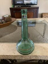 Used, VINTAGE ITALY WINE JEANIE STYLE GLASS BOTTLE GREEN CEVIN TALL 11"H Gold Lines for sale  Shipping to South Africa