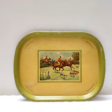 Antique Fox Hunting Graphics Tin Tray Old Rare Barware Collectible TR52 for sale  Shipping to South Africa