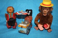 Cragston Popper Bear Hot Popcorn Cart,Japan circa 1950's, plus two monkey toys for sale  Shipping to South Africa