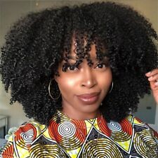 Kinky Curly Wig with Bangs Short Brazilian Remy Human Hair Machine Made Wigs for sale  Shipping to South Africa