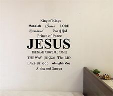 JESUS Names Wall Decal Sticker Vinyl Wall Art Bible Quotes  for sale  Shipping to South Africa