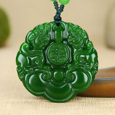 Collar Colgante Doble Pixiu Jade Verde Natural Amuleto Lucky Fu Shou Ruyi Nuevo segunda mano  Embacar hacia Mexico