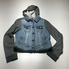 Used, American Eagle Jacket Womens Size S Hooded Jean Denim Button Down Distressed for sale  Lorton