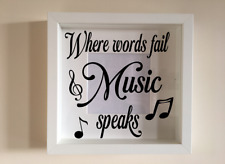 Used, Box Frame Vinyl Decal Sticker Wall art Quote Where words fail music speaks for sale  Shipping to South Africa