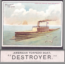 Cartão de café navio destruidor americano barco torpedo submarino do século XIX ©1889, usado comprar usado  Enviando para Brazil