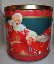 Used, Vintage Coca Cola Popcorn Tin Large Santa Clause Christmas Coke Collectible for sale  Shipping to South Africa