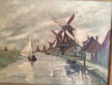 Large Oil Landscape ‘Zaanse  Schans ‘ J.Van Couver  signed. for sale  Shipping to South Africa
