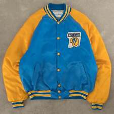 Vintage 80s Oakland Invaders Satin Bomber Jacket M Made In Usa Men's Blue for sale  Shipping to South Africa