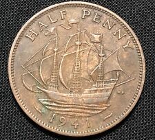 Medio centavo de Gran Bretaña 1941. Moneda del mundo. King George the 6th, usado segunda mano  Embacar hacia Argentina