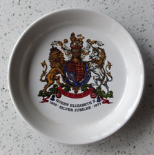 Antique Queen Elizabeth II Silver Jubilee 1977 Trinket Tray  4" Royal Crest for sale  Shipping to South Africa
