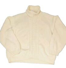 Used, Vtg Talbots 100% Cotton Fisherman  Cable Knit Turtleneck Sweater Womens XL Ivory for sale  Shipping to South Africa