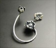 Asymmetrical Sterling Silver Lotus Flower Earrings Ear Cuff Crawler Fine Details for sale  Shipping to Canada