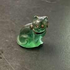 Green frosted glass mini Czech cat  brass collar for sale  Sioux City