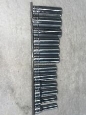 Snap-On Tools 12pc 3/8" dr DEEP Metric Chrome Socket Set 8MM-19MM SFSM, used for sale  Shipping to South Africa