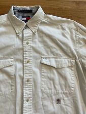 Camisa masculina branca vintage média pesada Tommy Hilfiger com botões 77806 anos 90 Y2K comprar usado  Enviando para Brazil