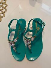 Sandálias Carmen Steffens estilo retrô verde com joias tamanho 5 comprar usado  Enviando para Brazil
