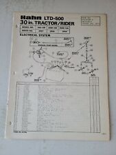Hahn LTD 500 Illustrated Parts List  1975 Riding Mower ORIGINAL 30" Grade C for sale  Madison