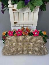 Bolsa de noite cristal floral detalhes tom dourado casamento festa de noiva formatura embreagem, usado comprar usado  Enviando para Brazil