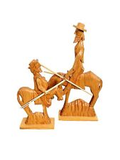 2 Antiguas Estatua de Colección Tallada a Mano Madera Española Tallada Don Quijote Esculturas Hombre Hombres segunda mano  Embacar hacia Mexico