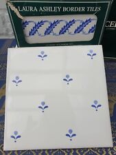 80s Laura Ashley Blue White Vintage Ceramic Tiles & Borders Italian Fleur de lis for sale  Shipping to South Africa