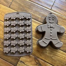 Usado, Molde para assar doces Gingerbread Man molde chocolate conjunto de decoração de biscoito 2 comprar usado  Enviando para Brazil
