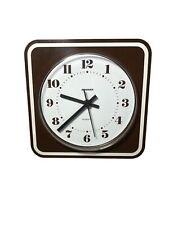 Staiger Wall Clock Mid Century West Germany Plastic Brown White Quartz 60s Works, used for sale  Shipping to South Africa
