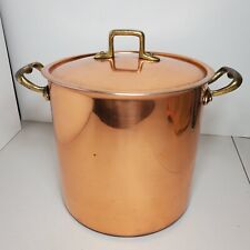 Copper Stock Pot 8 QT with Lid and Brass Handles  - unbranded. Pre-owned  for sale  Shipping to South Africa