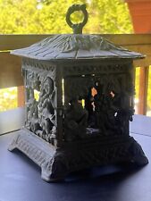 Vintage Cast Iron Lantern Pagoda Candle Tea Light Japanese Decor Wine Grapes for sale  Shipping to South Africa