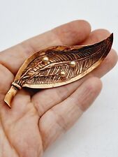 Used, Vintage Copper Faux Pearl Leaf Brooch for sale  Shipping to South Africa