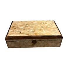 Usado, Antiga caixa de bugigangas de madeira em mosaico com trava feita na Índia falha comprar usado  Enviando para Brazil