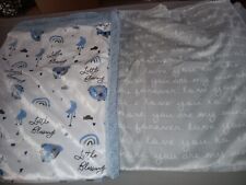 Pair Of Boys Baby Blankets, Grey And Blue, used for sale  Shipping to South Africa
