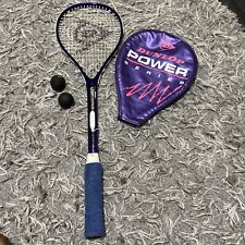 Raqueta de squash púrpura Dunlop Power Smash Vibrotech con cubierta y dos bolas en muy buen estado, usado segunda mano  Embacar hacia Argentina