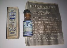 Botella de medicina antigua remedio para maíz Blumauer Frank Drug Co. con instrucciones y caja segunda mano  Embacar hacia Argentina
