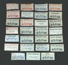 Used, Authentic Pharmacy Apothecary Bottle Labels Bisbee Arizona Pre 1912 Set of 27 for sale  Shipping to Canada