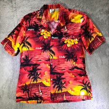 Usado, Camisa havaiana masculina Royal Creations XL vermelha pôr do sol palmeira Aloha comprar usado  Enviando para Brazil