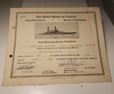 Navy Training Course Certificate Year 1938 HSS Woodcock Firman 2nd Class JB4B for sale  Shipping to South Africa