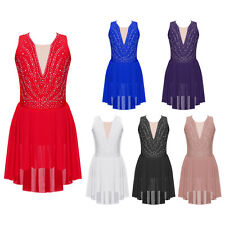 Girls Dance Dresses Gymnastics Dancewear Competition Figure Skating Dress Mesh for sale  Shipping to South Africa